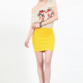 Žlutá / Mint / pastelová  bodycon sukně - sukně do pasu - foto č. 1