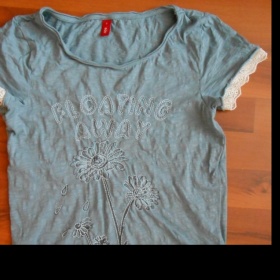 Šedo - modré tričko s krajkou Esprit - foto č. 1