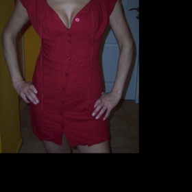 Červené plátěné šaty vel. S