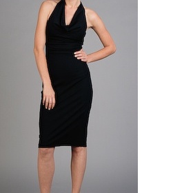 Černé šaty se zavazováním za krk