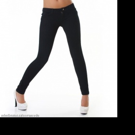 Černé legínové kalhoty na zip a knoflík + zadní kapsy