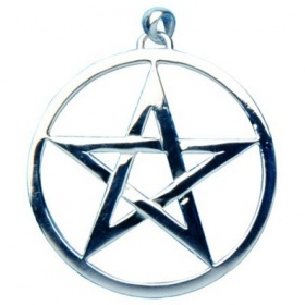 Velký přívěšek pentagram z pravého stříbra, nerezu, nebo chirurgické oceli - foto č. 1