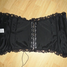 Černý korzet s krajkou Cottelli Collection zapínání na háčky - foto č. 1