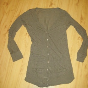 Dlouhý cardigan zeleno - šedý Stradivarius - foto č. 1