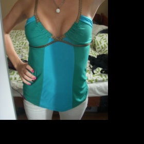 Zelenomodrý top Guess Jeans