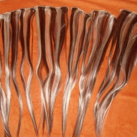 Clip - in Remy vlasy k prodloužení melir hnedá odtien 6/613 - foto č. 1
