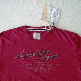 Pánské tričko Tom Tailor s dlouhým rukávem v červené barvě