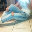 Trhaní světlé džíny denim - foto č. 3