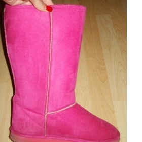 Válenky růžové s gumovou podrážkou a kožíškem