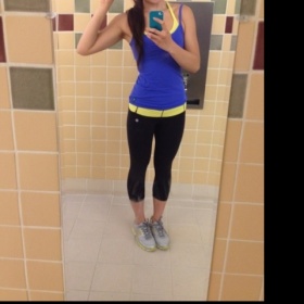 Legíny na cvičení s širokým barevným lemem