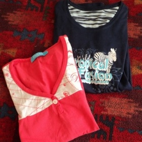 Dvě barevná trička s krátkým a dlouhým rukávem