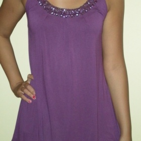 Fialový nátělník/tunika s flitry