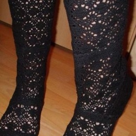 Letní háčkované kozačky černé