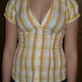 žlutá kostkovaná košile Amisu