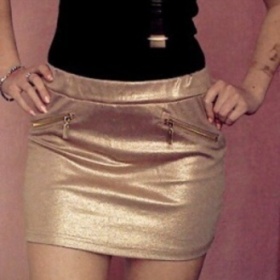 Zlatá sukně mini Fishbone - foto č. 1