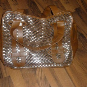 Hnědo - stříbrná kabela Mango