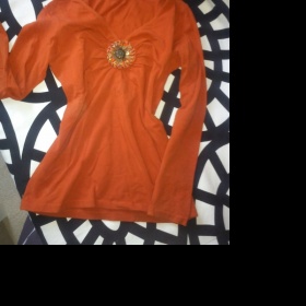 Dámské tmavě oranžové Tričko s výstřihem