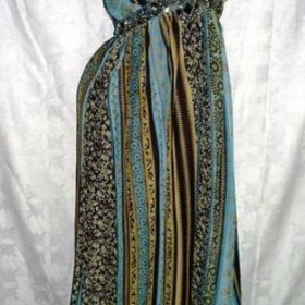 Zeleno hnědé dlouhé šaty No name