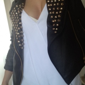 Černá koženková bunda (křivák) Zara