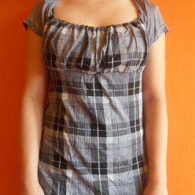 Šedé kostičkované tričko Guan