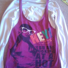 Bílo - růžové tričko s dlouhým rukávem neznačkové