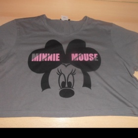Šedé kratší tričko Minnie Mouse Topshop