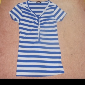 Tmavě modro bílé pruhované tričko Guan