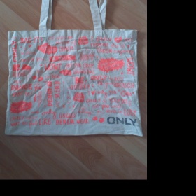 Šedo - oranžová látková taška Only