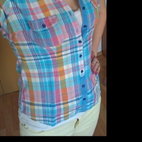 Modrá kostkovaná košile Orsay