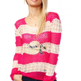 Růžovo - bílý svetr neznačková