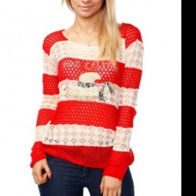 Červeno -  bílý Svetr