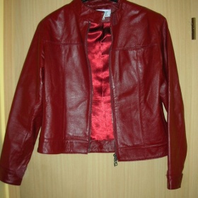 Červená kožená bunda Helline - foto č. 1