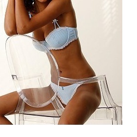 Modrý kostkovaný set spodního prádla (podprsenka+tanga) Flashlights