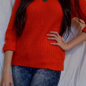 Oranžový svetr se zipem Atmosphere - foto č. 1