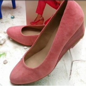 Celokožené lososové lodičky Na klínku, 38 - foto č. 1