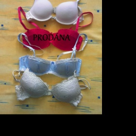 Bílá/modrá kostka push - up podprsenky Lormar/Flashlights