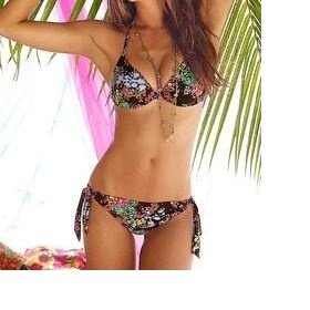 Hnědé  plavky s květovaným vzorem S.Oliver