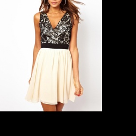 Dámské krémové šaty s výstřihem Little Mistress Asos