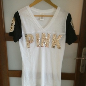 Černobílé tričko Victoria's Secret PINK - foto č. 1