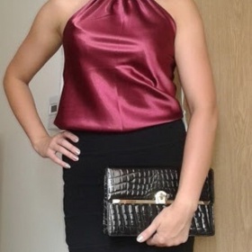Vínová saténová halenka / top / tunika neznačkové