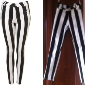 Pruhované černobílé džíny Motel - foto č. 1