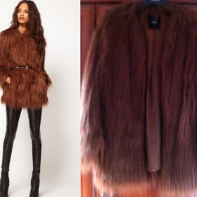 Hnědý krátký kožíšek Asos - foto č. 1