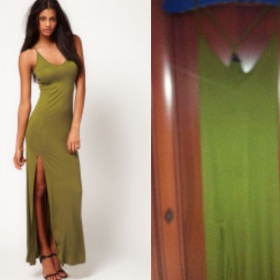 Olivové šaty s rozparkem Asos