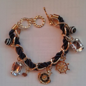 Zlato - modrý Navy náramek Fashion Jewlery