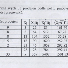 Statistika (příklad v Excelu - tabulka)