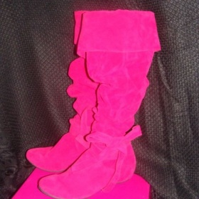 Semišové růžové kozačky