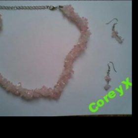 Náhrdelník+náušnice z růžovo-bílých kamínků+dárek