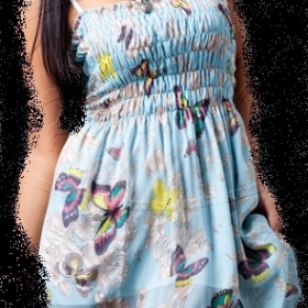 Letní modré šaty s motýlky - foto č. 1