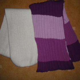 Fialová,bílá, hnědá zimní šála