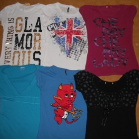 Bílé, modré, růžové, černé tričko TRN,  NY, Croop